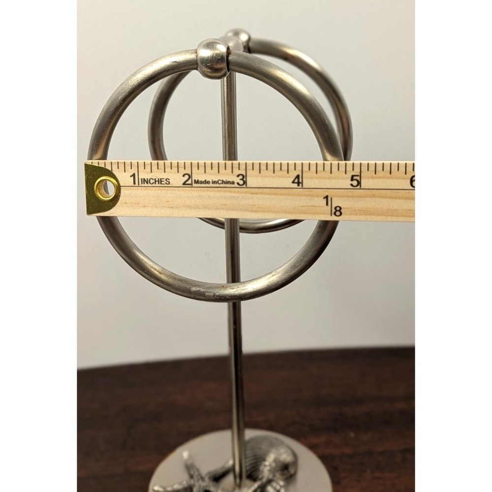 Vintage Coastal Nautical Double Towel Ring Holder Stand Brushed Nickel‎ Seashell - Picture 4 of 8